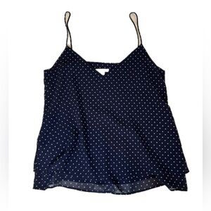 H&M Double layered Blue and White Polka Dot Camisole Top with a Flare Ladies 6
